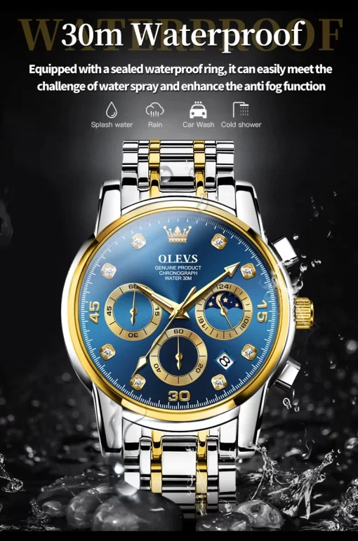 OLEVS 2889 PRICE IN BANGLADESH Specification : Brand: OLEVS Model Number: 2889 Mirror: Coated Glass Strap Material: Stainless Steel Case Material: Alloy Movement type: Quartz Clasp type: Push Button Hidden Clasp Case Diameter: 42.0mm Case Thickness: 11.0 Functions: Waterproof Luminous Chronograph Calendar